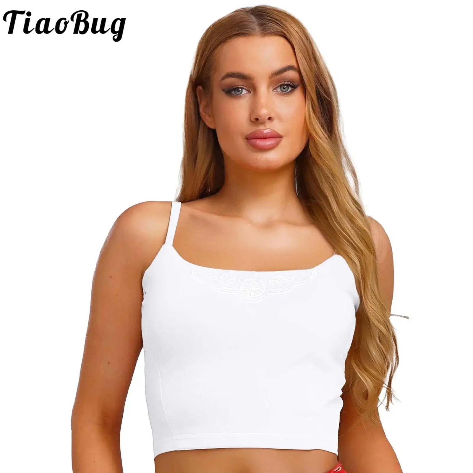 

Women Removable Pads Sling Cropped Camisole Vest Exquisite Embroidery Tank Top Lingerie for Party Streetwear Nightclub Casual