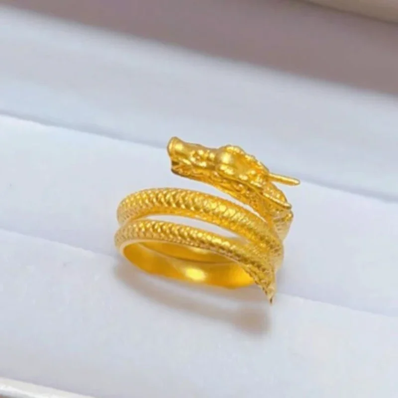 

New Arrived Dragon-shaped Open Ring, Fashion 24K Dragon Zodiac Ring Luxury Jewelry for Women Wedding Gifts