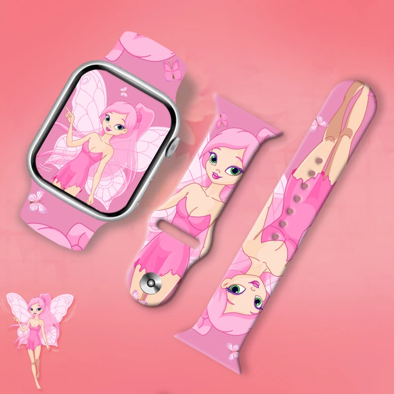 

Tinker Bell Watch Band for Apple Watch 11/10/9/8/7 Replaceable Silicone Band for Apple Watch 46mm 44mm 42mm 38mm Gifts for Girls