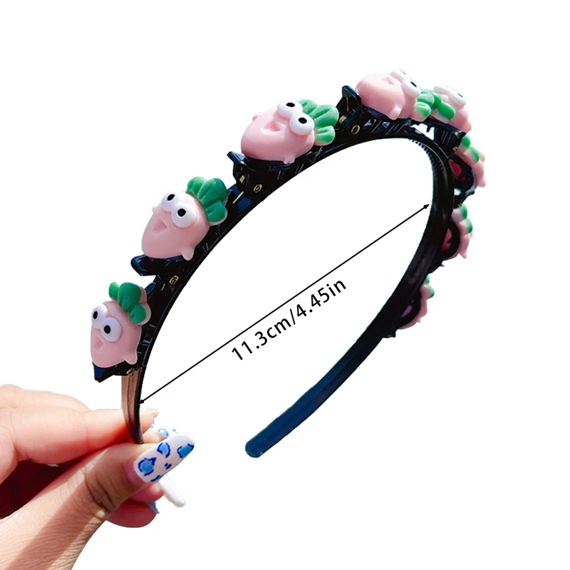 Girls Hairband with Hair Clip Handmade Cartoon Flower Strawberry Hairbands Birthday Gifts Headwear Headband Hair Accessories