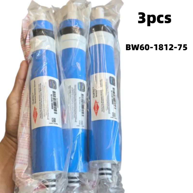 3pcs 75 GPD Water Purifier Filter for Dow Filmtec Reverse Osmosis Membrane BW60-1812-75 RO Membrane Reverse Osmosis Replacement