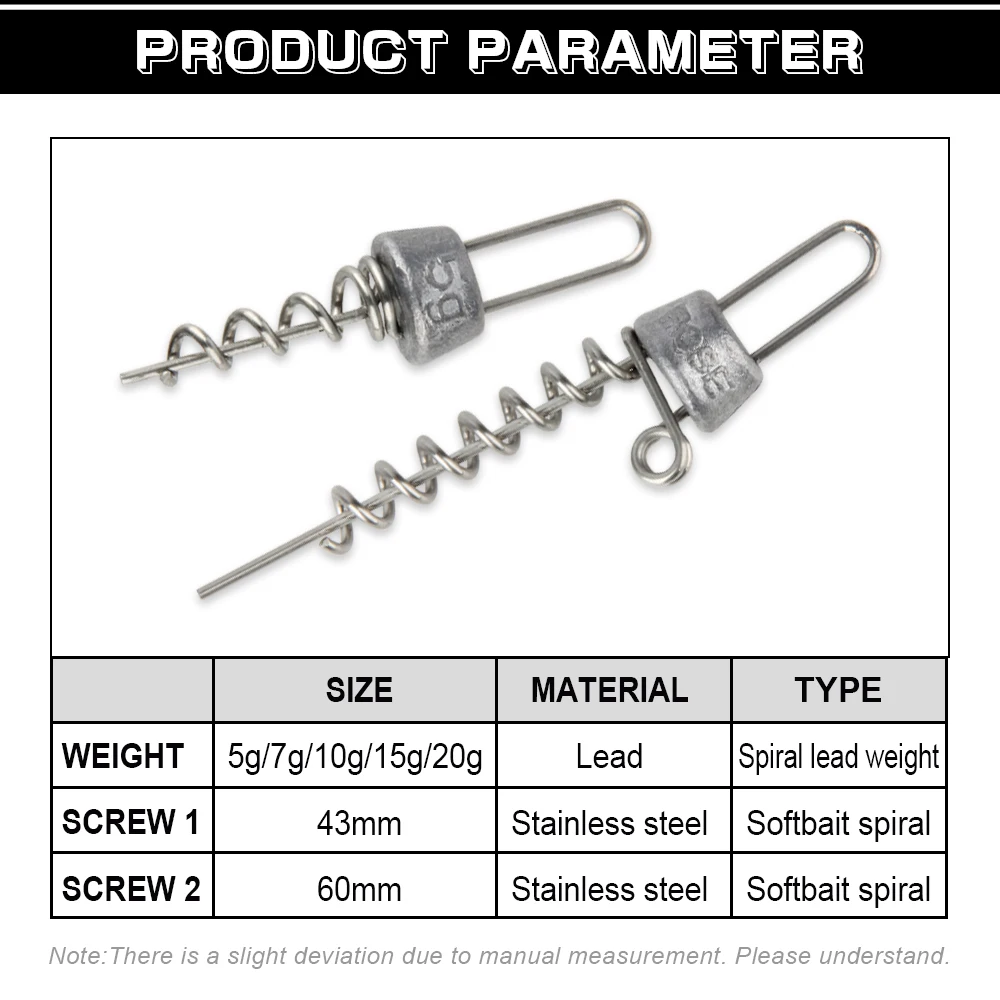 Rosewood Pike Screw With Weight 5g 10g 15g 20g Fishing Corkscrew For Hold Softbait Rubber Stinger Rig Spiral Sinker Accessories
