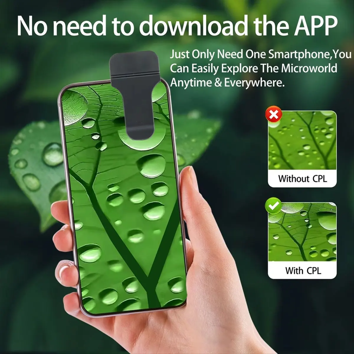 A26Z 200X Phone Microscope Lens,LED/UV Lights & CPL Filter,Universal Phone Clip ,Pocket-Sized Science Tool (HD Zoom)