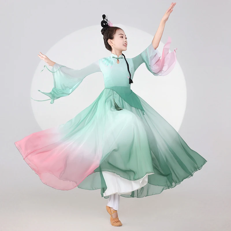 Kostium do tańca klasycznego dla dzieci Elegancka dziewczyna Chiński taniec Fan Grupa Kostium do tańca Singerdress