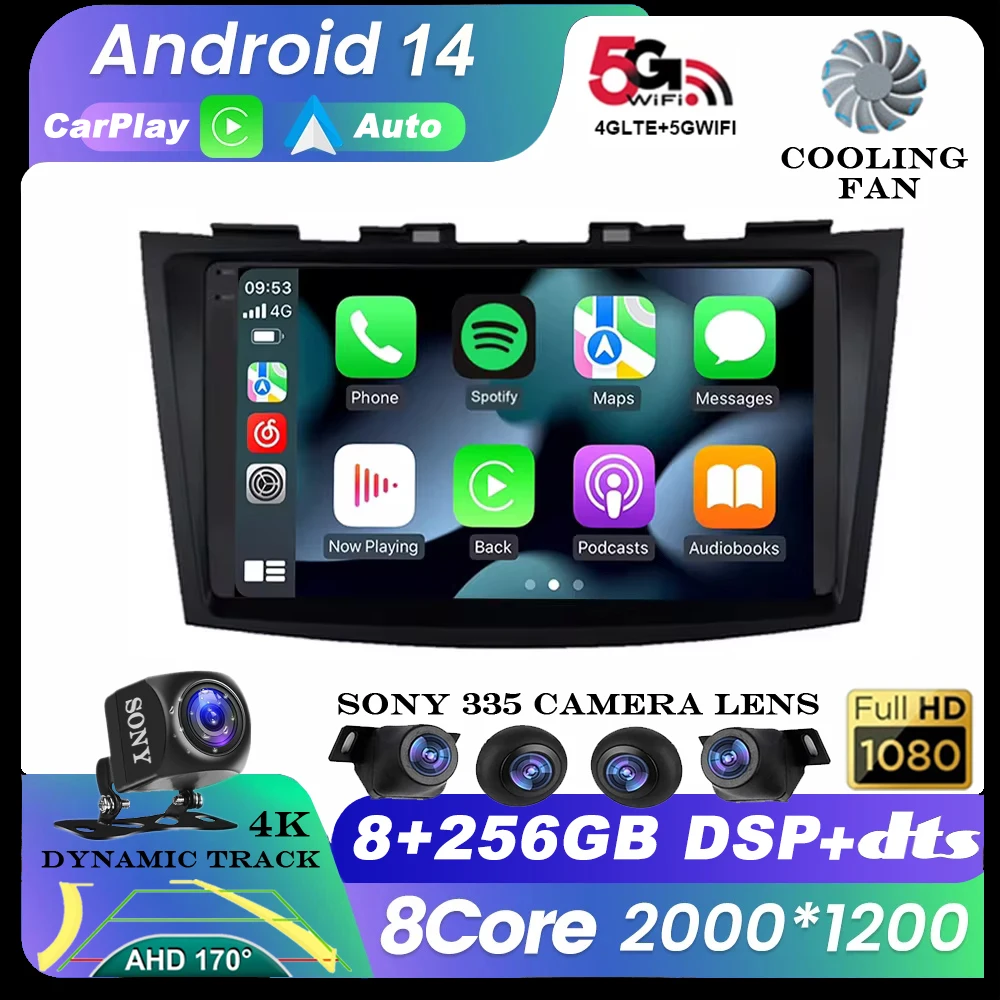 Android 14 Car Radio Stereo For Suzuki Swift 4 2011 2012 2013 2014 -2016 Multimedia Video Player 2 Din Auto Audio GPS Carplay