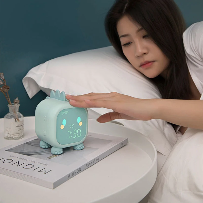 Night Light Cute Expression Alarm Clock Child Alarm Clock Voice Controlled Light Multifunctional For Home Thermometer