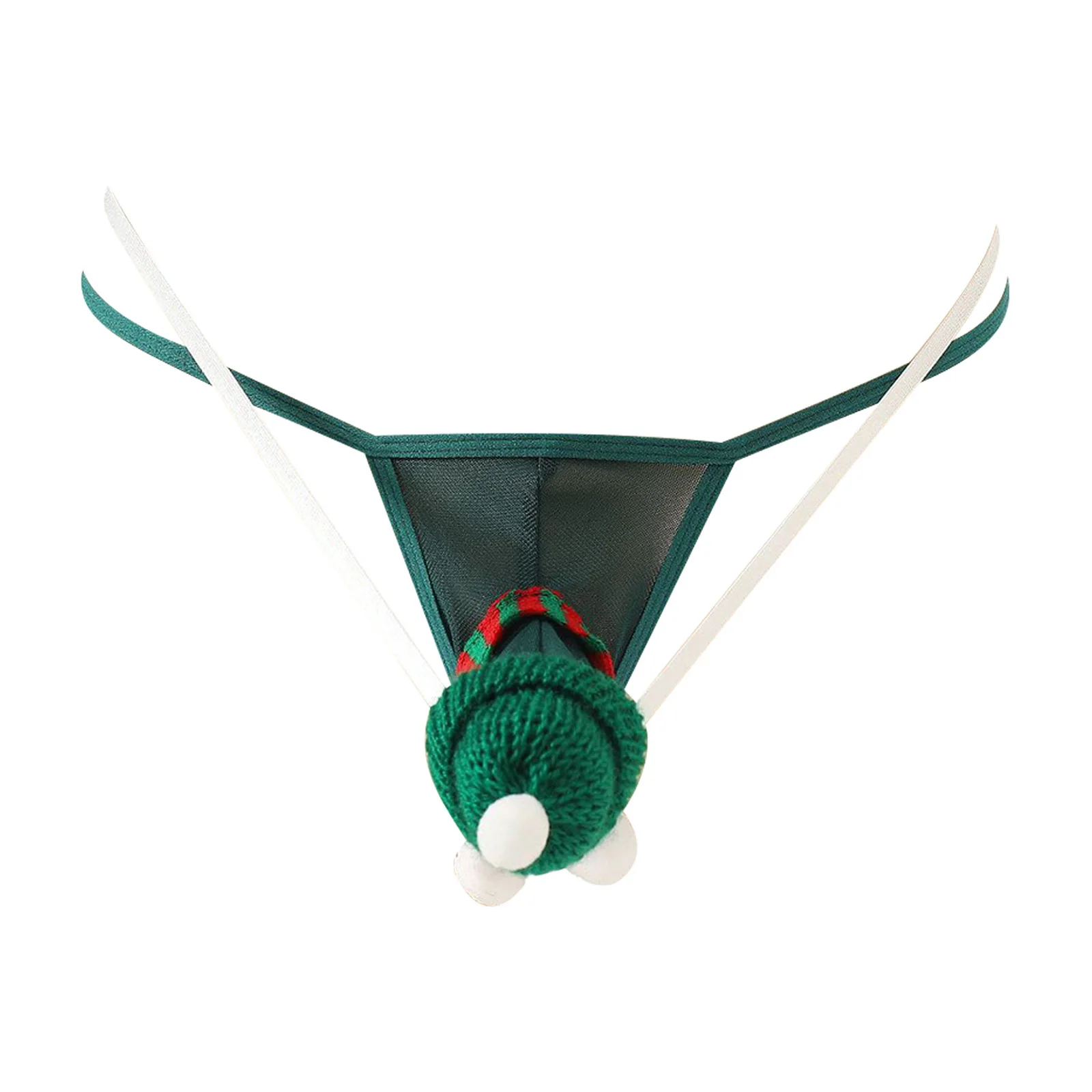 

Men Sexy Christmas Briefs T-back G-string Underwear Crotchless Sheer Mesh Thongs Panties with Mini Hat Sissy Gay Erotic Lingerie