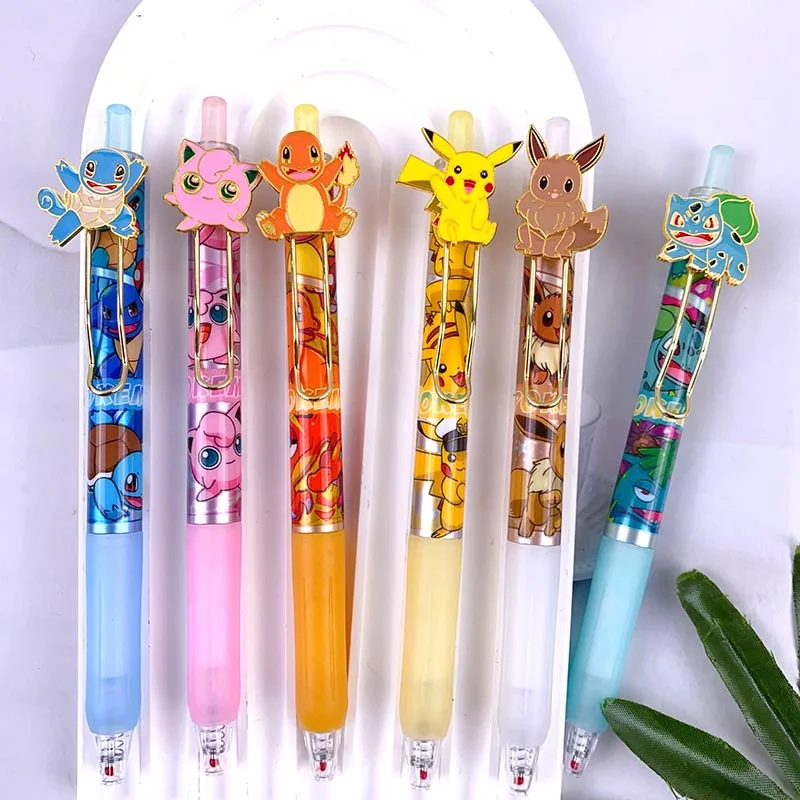 36pcs/lot Cartoon Pokemon Press Gel Pen Kawaii 0.5mm Black Ink Signature Pens Promotional Gift Office School Supplies