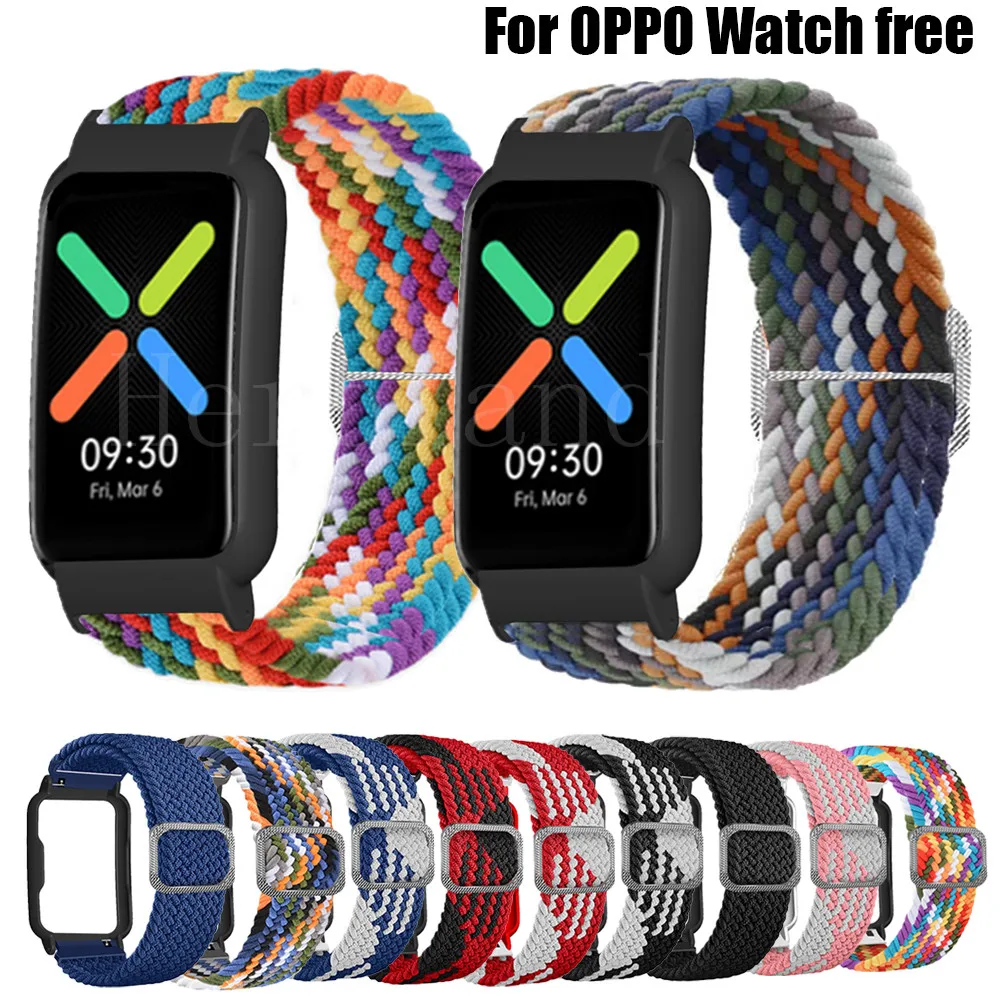 Nylon WatchBand Strap For OPPO Watch Free Wristband Braided Elastic Weave Bracelet For oppo free WatchStrap + protective case