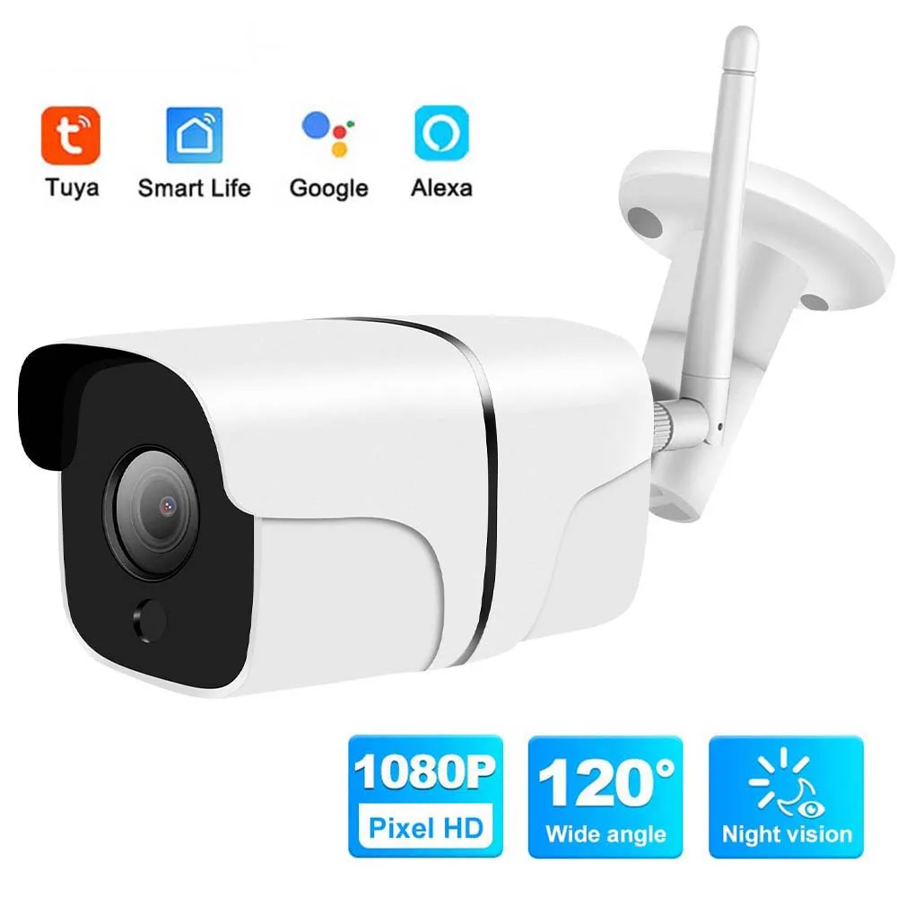 Tuya WIFI Camera 1080P HD Bullet IP Camera Outdoor 120° Wide Angle Securtiy Protection CCTV Camera Smart Home Metal Shell Alexa