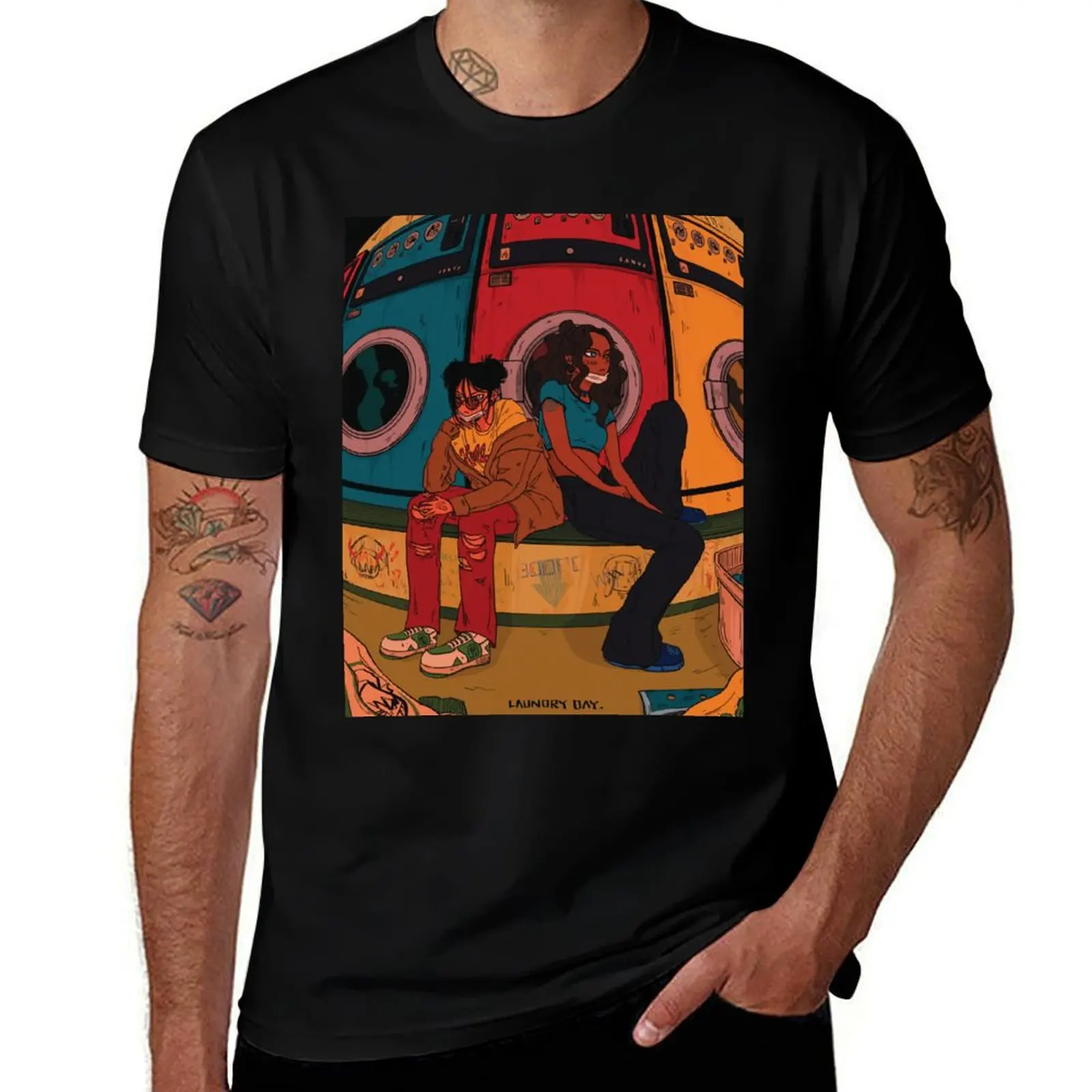 laundry day - Toph, Katara T-Shirt Basic Crew Neck Short Sleeve Top T-Shirt