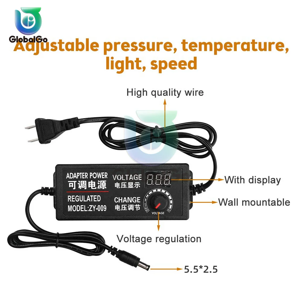 AC-DC adattatore di alimentazione a tensione regolabile da 100-220V a 3-24V/3-12V/9-24V Display digitale 2A 3A 5A da ca a cc