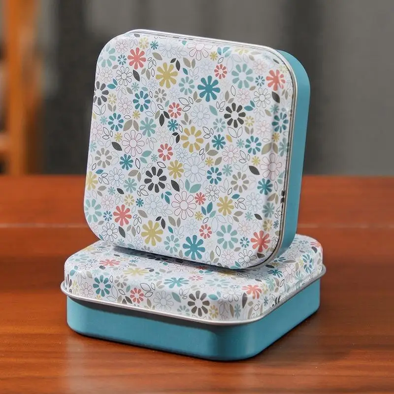 Square Flip Storage Box Portable Metal Tin Boxes For Packing Candy Pills Coin Mini Sealed Jars Jewelry Cases Home Organizer