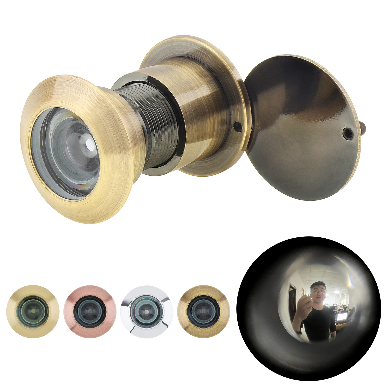 1pc Solid Brass 220 Degree High Definition Door Viewer with Rotating Privacy Cover, Security Peek Peep Holes