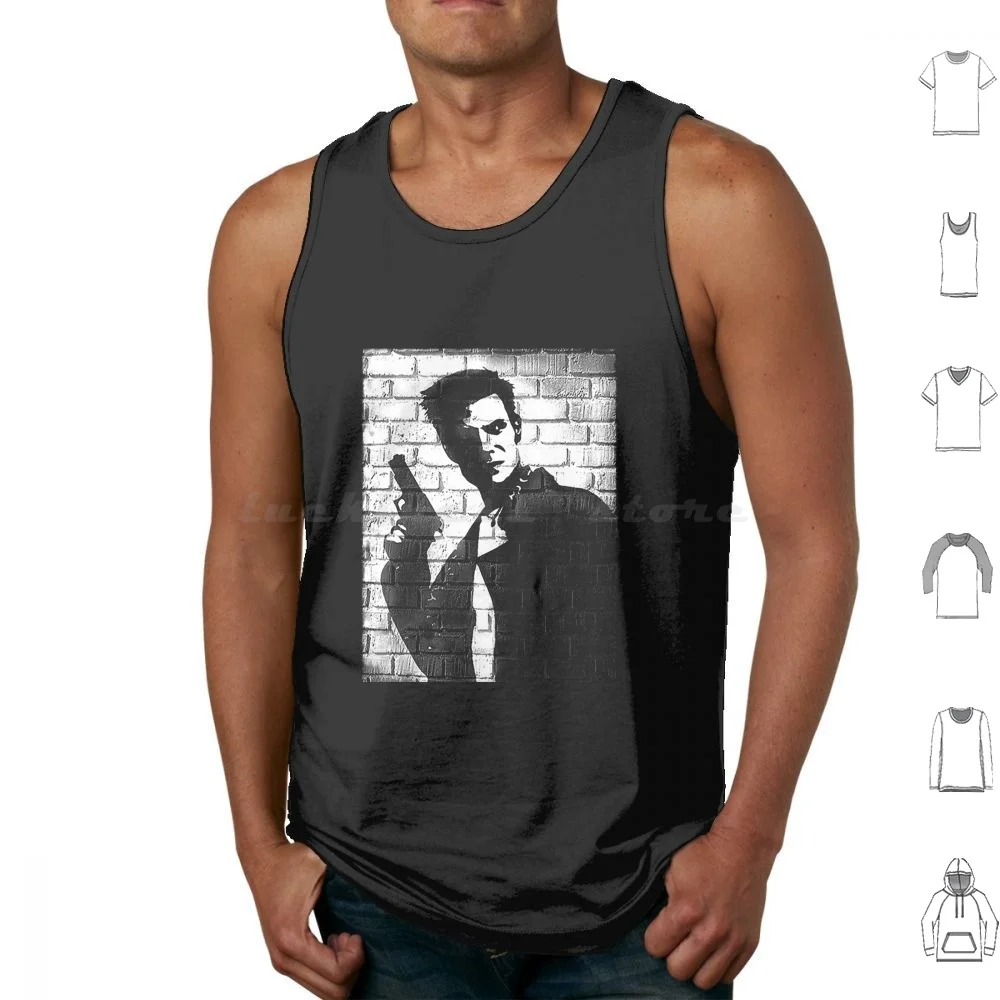 Max Payne-Cover Background Tank Tops Print Cotton Max Payne Remedy James Mccaffrey Sam Lake Videogames Max Payne 2