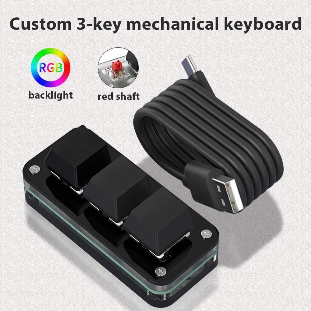 3-button mechanical keyboard with RGB red switch Hot-swappable macro custom copy-paste and Photoshop hotkey keyboard