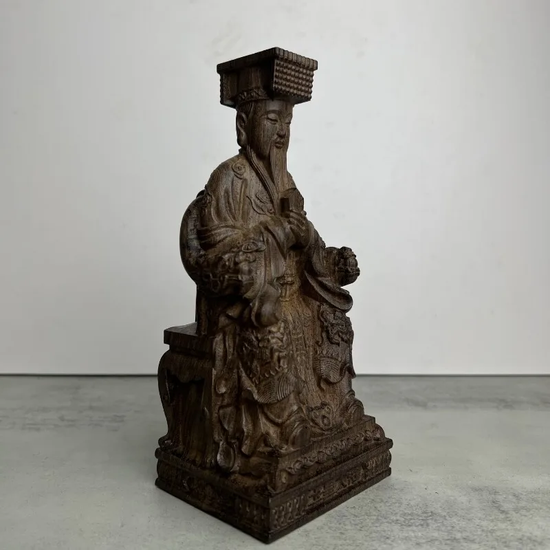 Hand-Carved Vietnam Agarwood Jade Emperor Statue - 11