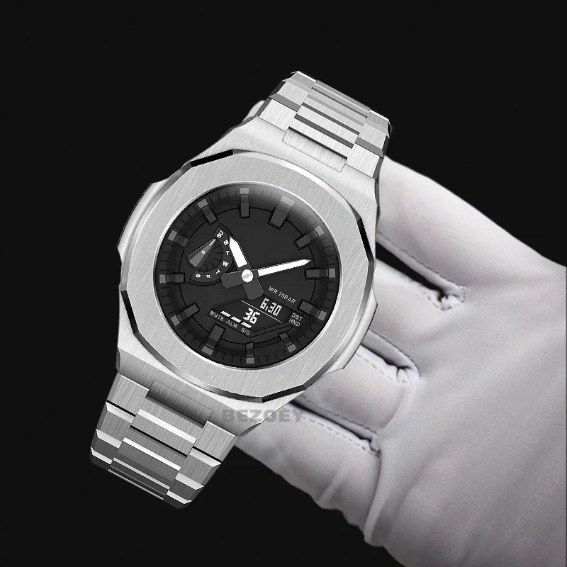 الفاخرة ل كاسيوك تعديل عدة GA2100 نوتيلوس الحافة المعدنية طقم عصري حاوية من الفولاذ المقاوم للصدأ حزام معدني لملحقات GA 2110