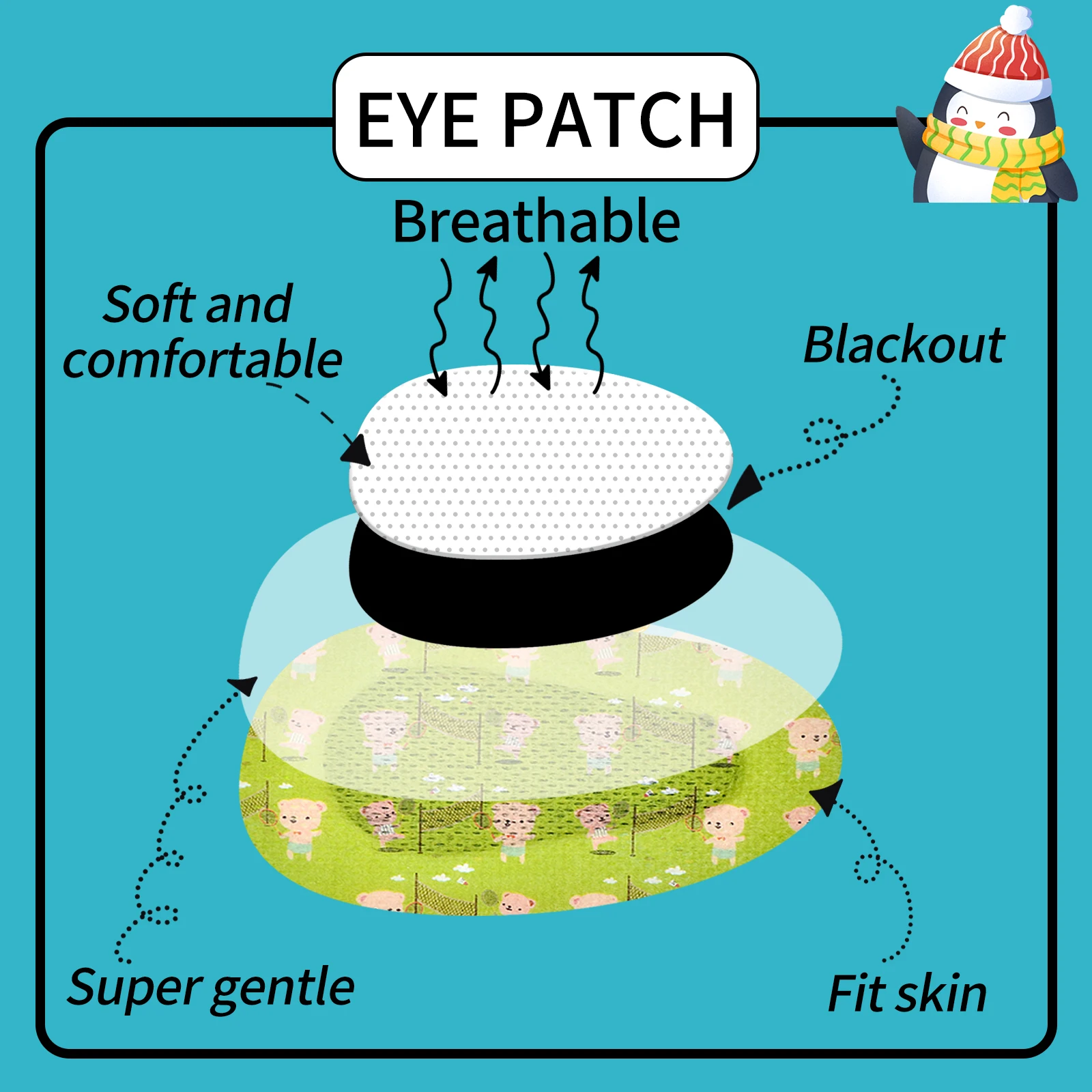 60/120Pcs Cartoon Adhesive Eye Patches for Kids Girls Boys Disposable Eye Patch Pad Eye Protect for Amblyopia, Lazy Eye HOT SALE