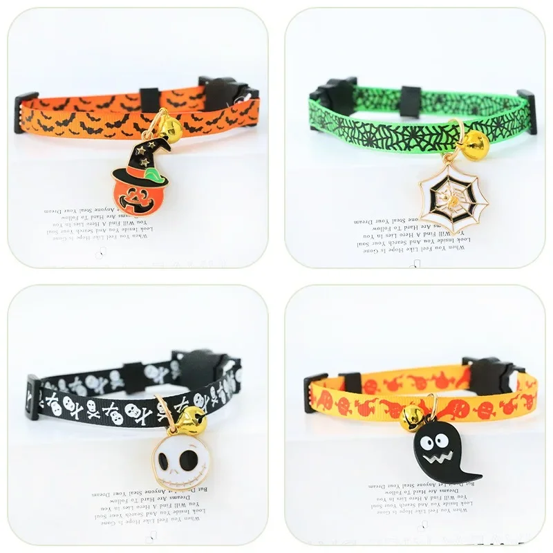 Collar ajustable para gato de Halloween, colgante para perro, gatito, cachorro, productos para mascotas, accesorios para gatos, decoración de