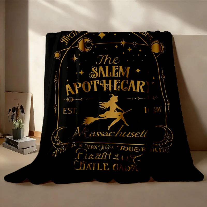 Salem Medicines Apothecary Flannel Blanket, Halloween Witch Flannel Throw