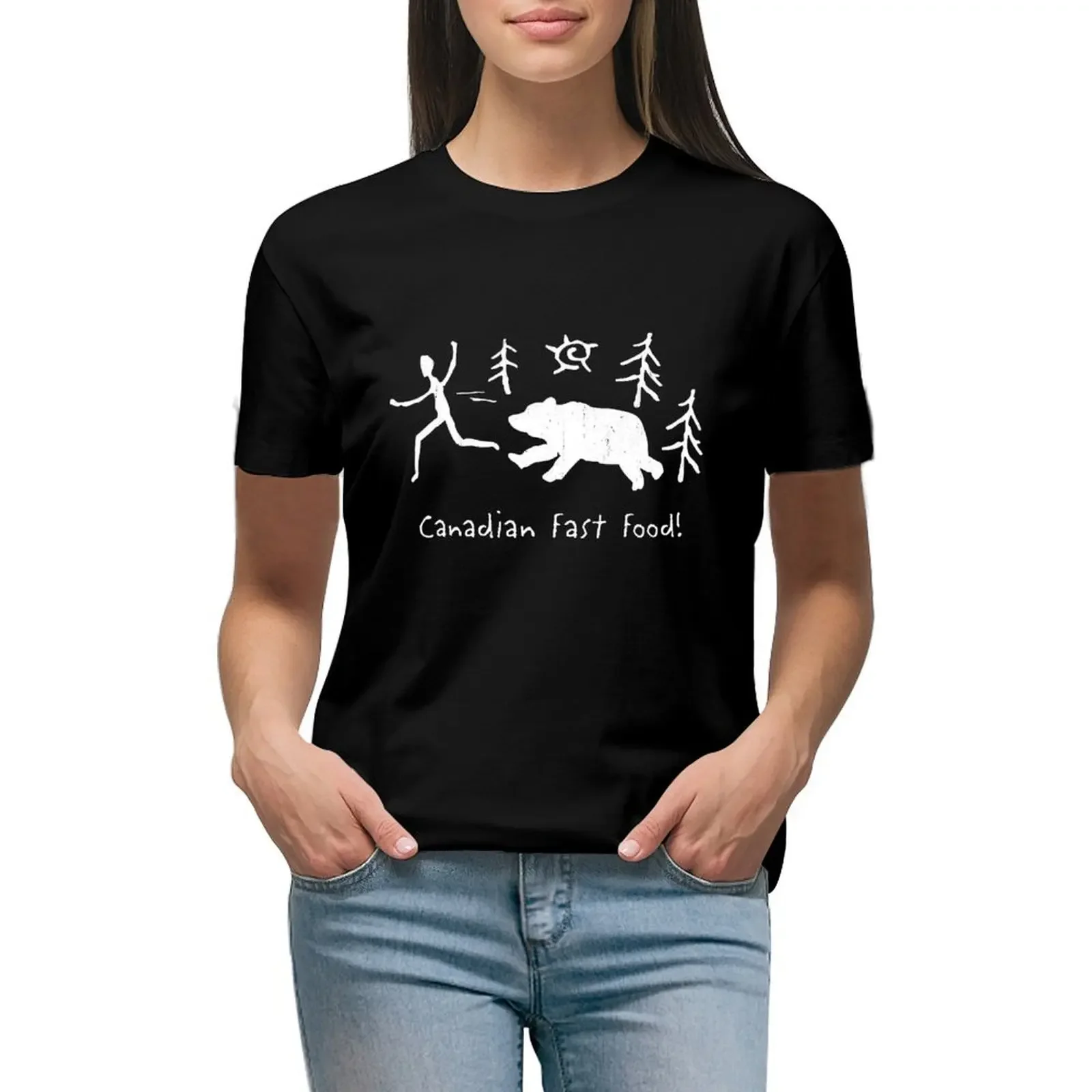 

Canadian Fast Food T-Shirt Aesthetic clothing animal prinfor plus sizes hippie clothes workout shirts for Women