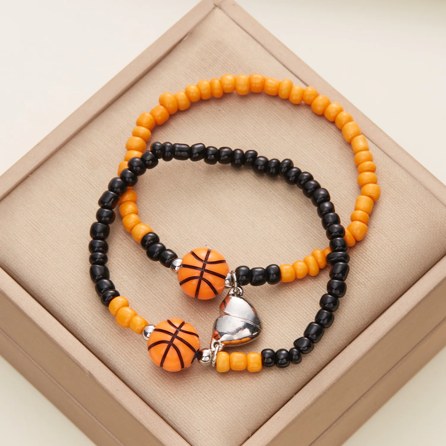 Fashion Beads Couples Bracelet For Women Men Magnetic Volleyball Tennis Basketball Football Braided Rope Friendship Jewelry