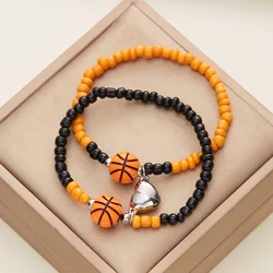 Fashion Beads Couples Bracelet For Women Men Magnetic Volleyball Tennis Basketball Football Braided Rope Friendship Jewelry
