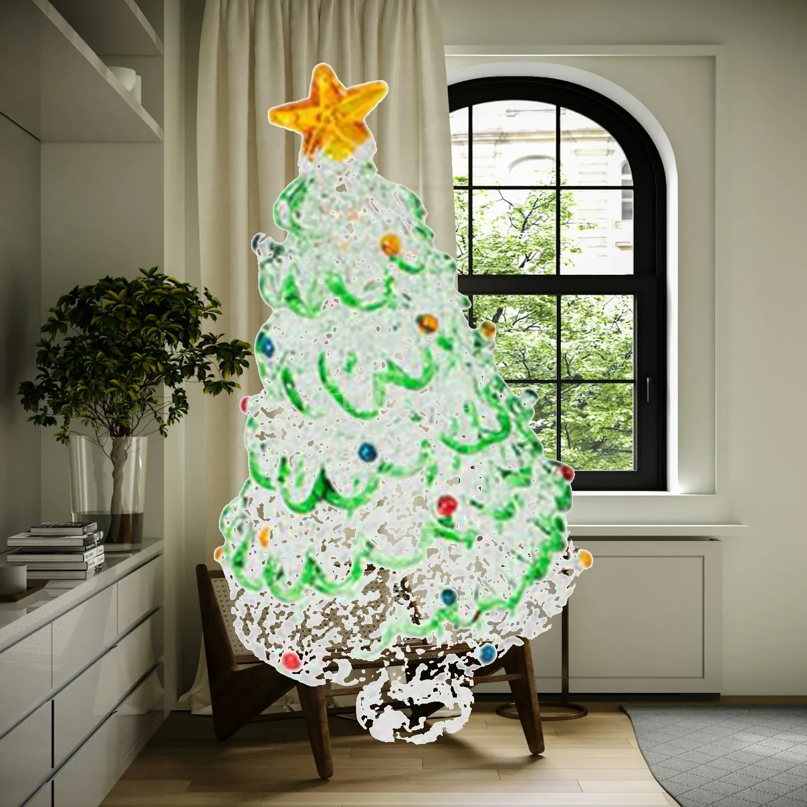 Christmas Tree Figurine Sculpture Christmas Decoration, Christmas Tree Statue, Xmas Tree Decor for Office Countertop