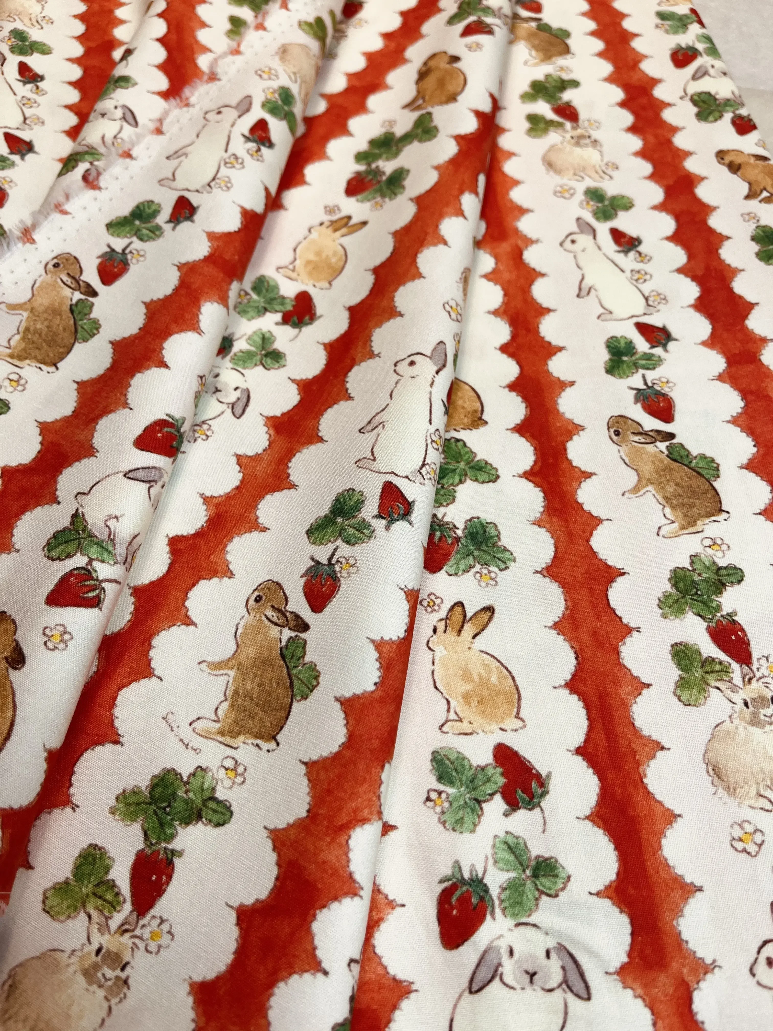 145x50cm Digital Vintage Print Rabbit Cotton Fabric, Making Bag Dress Handmade Diy Cloth