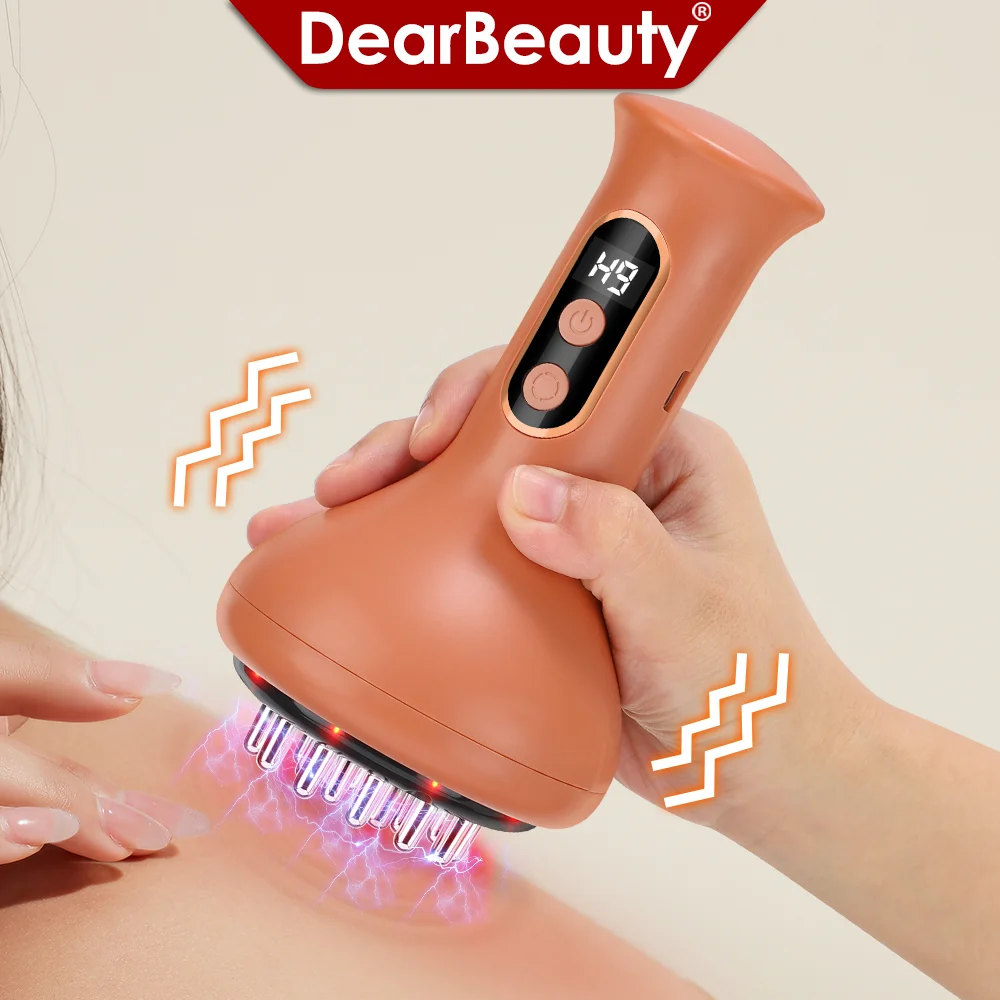 

USB Rechargeable Handheld Abdominal Massager with Adjustable Guasha Cupping Intensity for Hot Compress Arm & Leg Massage