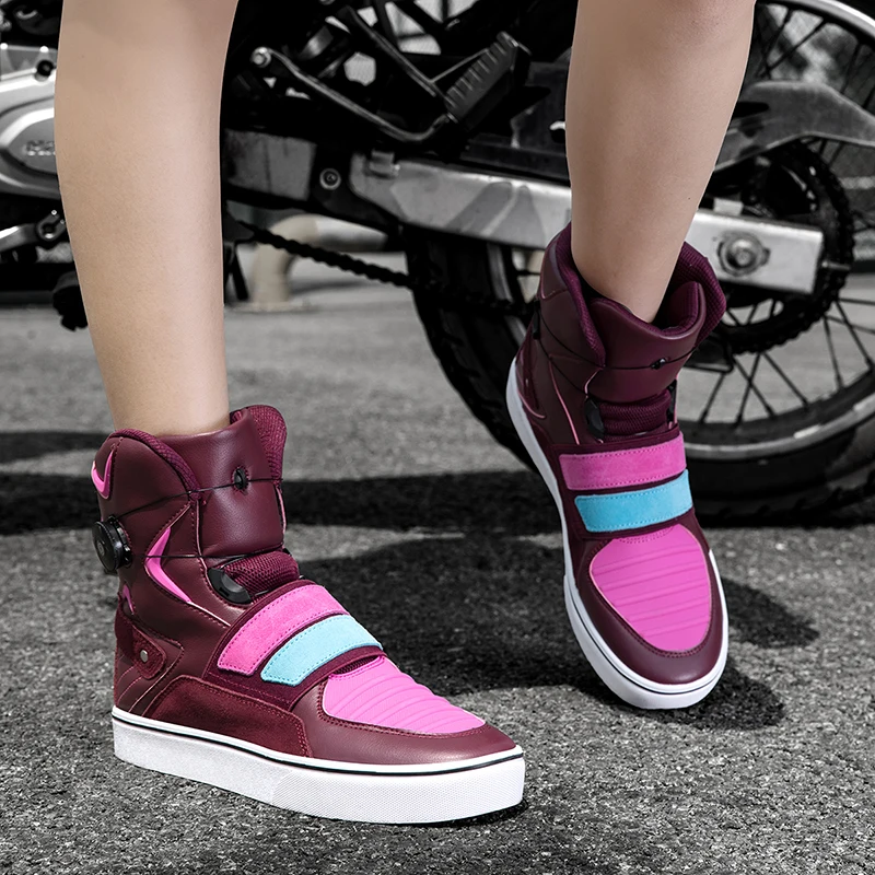 أحذية واقية للدراجات النارية للسيدات للفصول الأربعة، أحذية ركوب عالية الجودة مضادة للانزلاق ومقاومة للاهتراء وجيدة التهوية