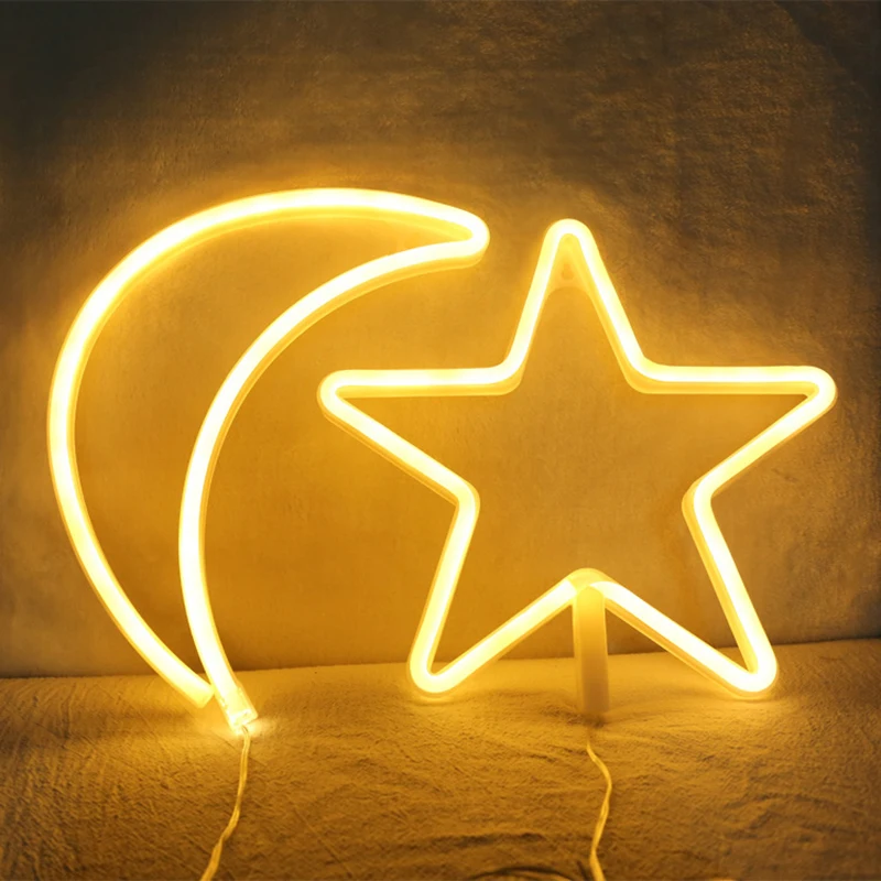 Star Cloud Moon Neon Light Sign Lamp USB LED Night Lights Decoration for Home Wedding Bar Business Party Xmas Gifts Neon Lamp