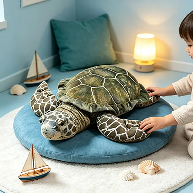 Realistic Sea Turtle Plush Toy Lifelike Marine Animal Stuffed Tortoise Doll Soft Pillow Home Decor Kids Birthday Christmas Gift