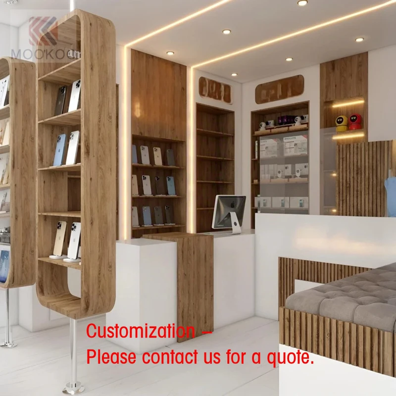 custom.Electronic Products Interior Design Manufacturers Direct Mobile Phone Accessories Display Cabinet Wood Phone Shops