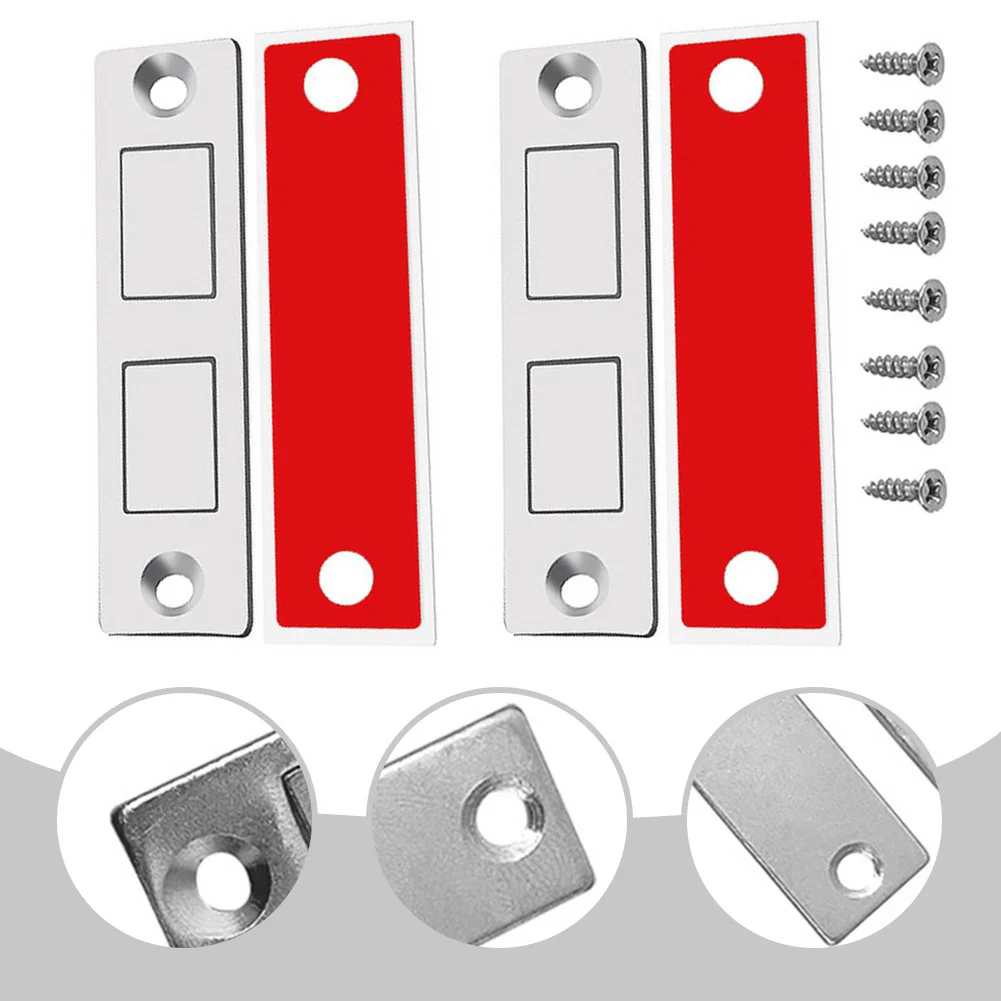 2 pezzi magnetiche per armadietti fermaporta magnete invisibile morbido-catch ultra-sottile antiruggine magnete per porta con vite per la casa