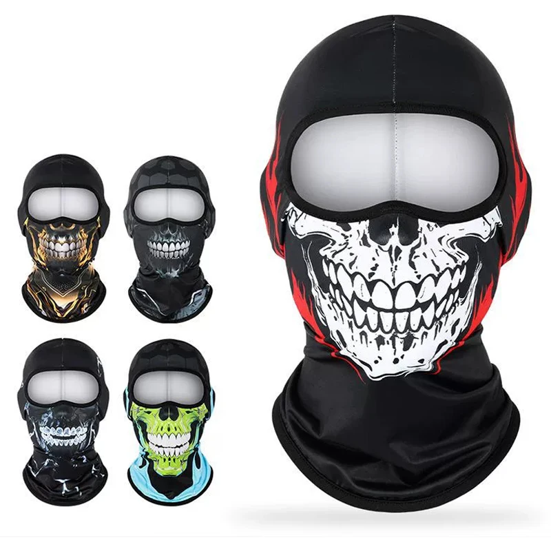 Men Skull Balaclava, Halloween Funny Head Cover, Cycling Full Face Mask, Windproof Motorcycle Headgear, Bike Helmet Liner,