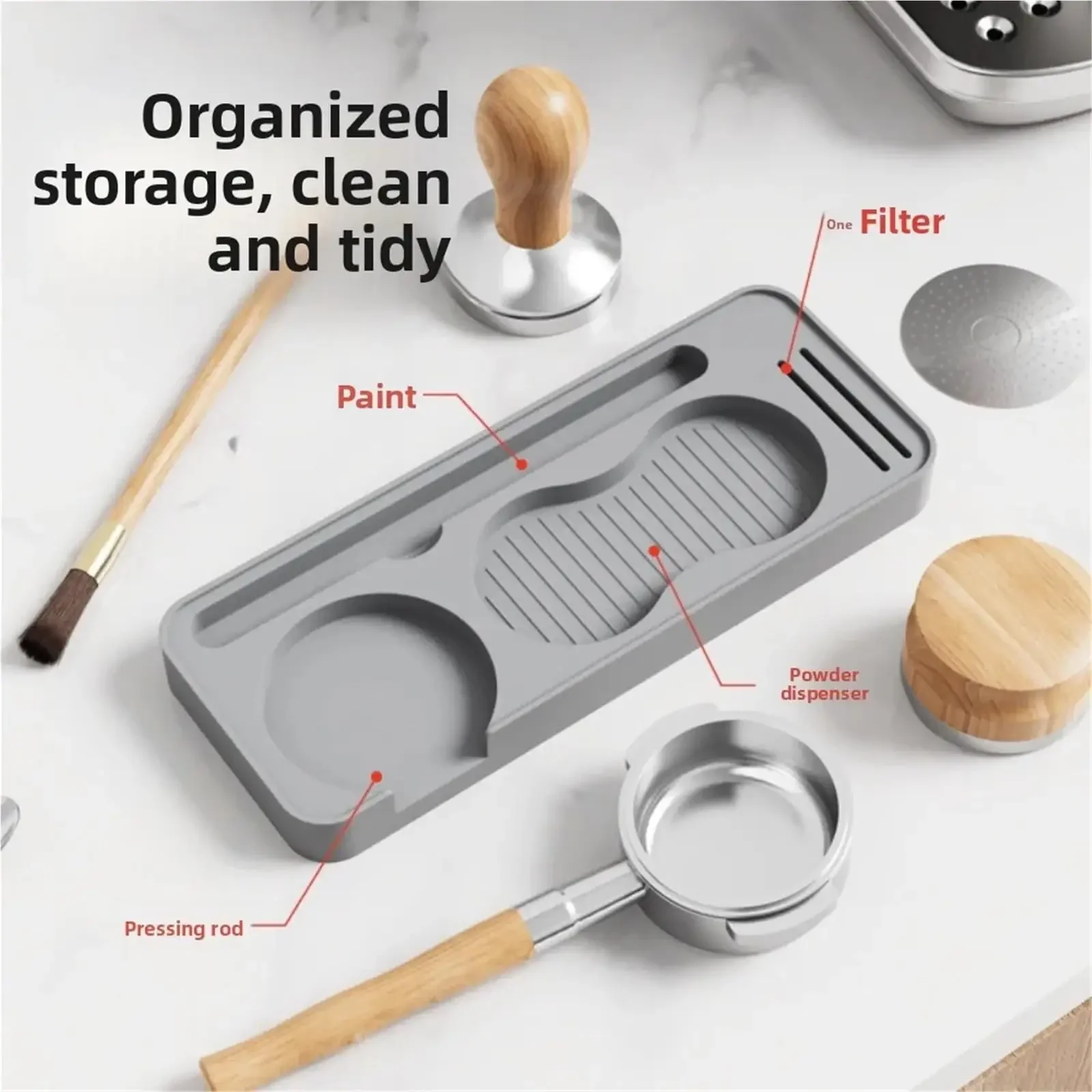 

Tamper Storage Board Coffee Distribution Tool Water Distribution Mesh Storage Board Coffee Utensil Silicone Coffee Powder Holder