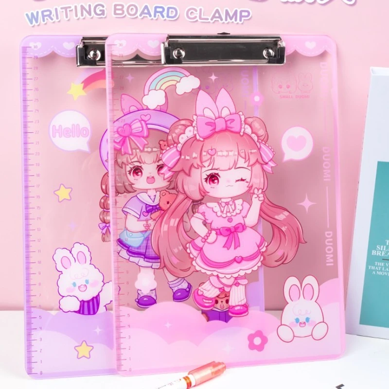 Kawaii شقيقة الحافظة الكرتون لوحة الكتابة الوردي لطيف فتاة أوراق الاختبار المنظم مجلد وثائق اللوازم المدرسية الحافظة الجدول