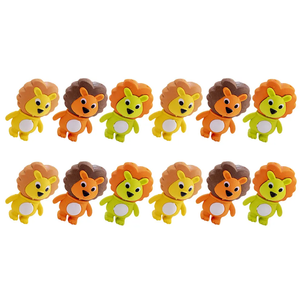 

12 Pcs Eraser Adorable Cartoon Animal Shaped Drawing Pencil School Supplies Kids Student Prize Mixed Color