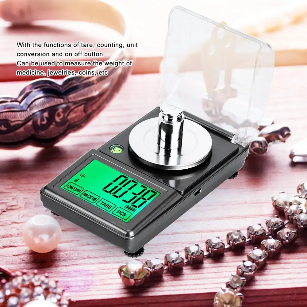 ميزان مجوهرات رقمي صغير عالي الدقة 50 جرام 0.001 جرام ميزان ميليجرام إلكتروني محمول ميزان وزن المختبر #6