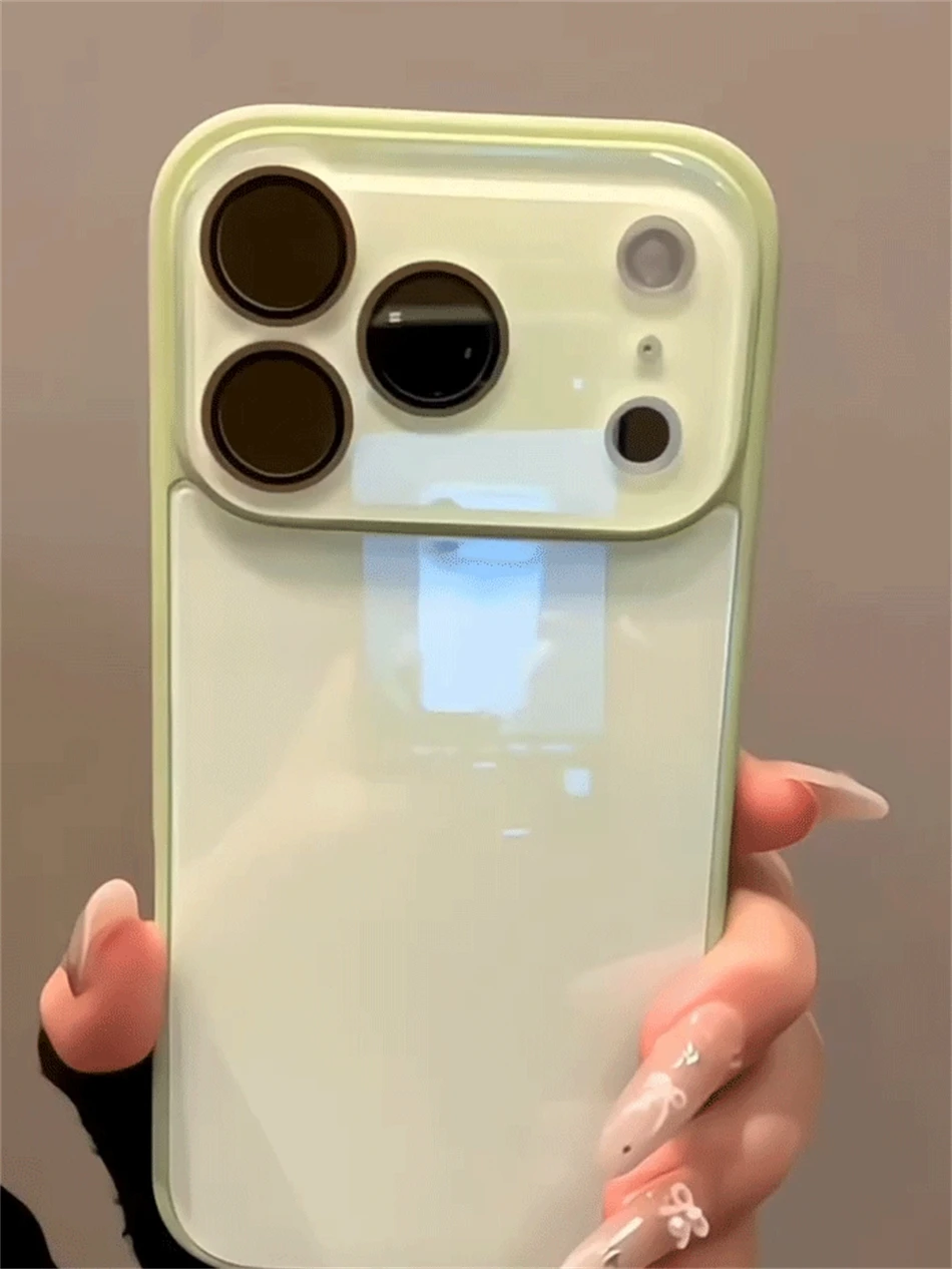Luxuriöse Kamera-Schutzhülle aus gehärtetem Glas in Bonbonfarben für iPhone 15 16 17 18 Pro Max, stoßfest, weicher Rahmen, glatte harte Abdeckung – Detail 12