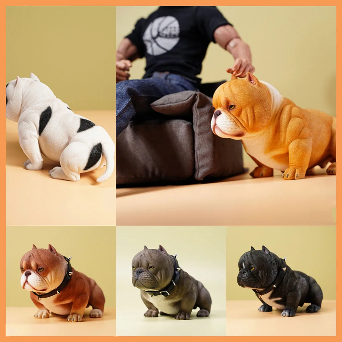 

JXK JXK124 13x6.5x8cm 1/6 Scale Mini Bully Cute Simulation Pet Dog Model Handmade Periphery Ornament Toys