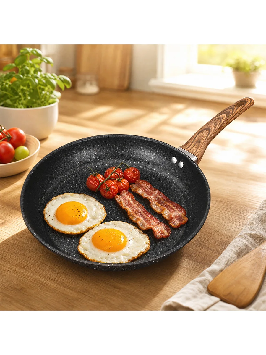 Heat Resistant Lacquer Frying Pan Marble Accept Customized Logo Frying Pan Non Stick