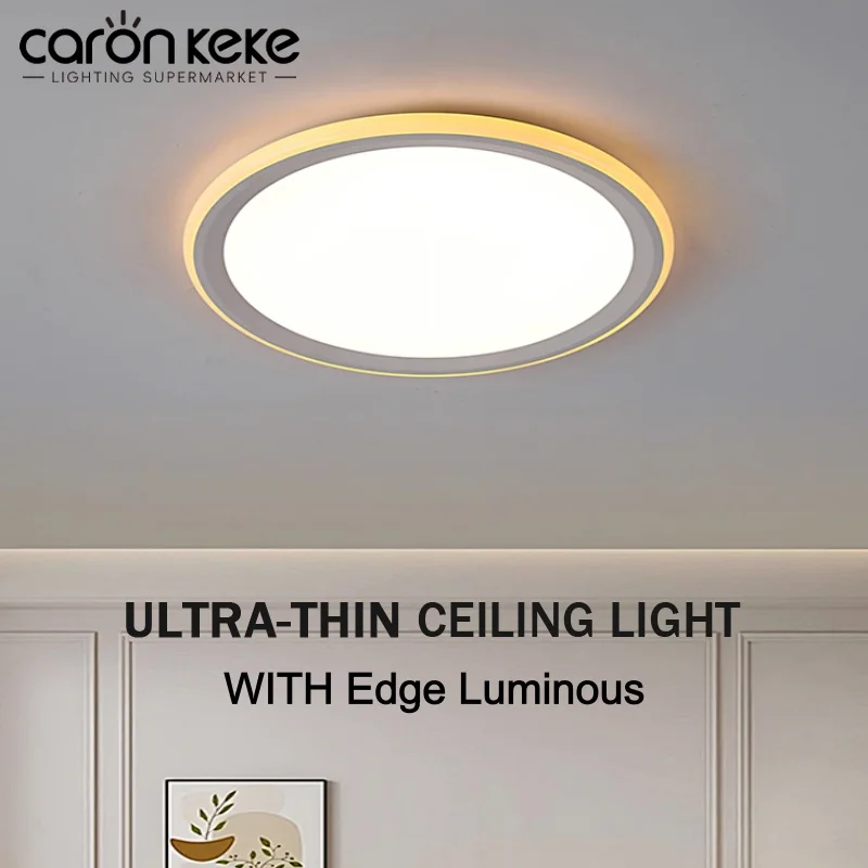 

New Ultra-Thin Circular LED Ceiling Light Edge Luminous Flush Mount Ceiling Lamp Living Room Bedroom Kitchen Home Decor Lighting