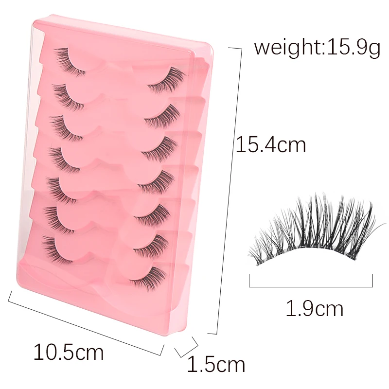 7ペアミックス長さフォックスまつげナチュラルソフトふわふわフェアリーキャットアイつけまつげロングウィスピー3Dミンクまつげエクステンションメイクアップツール
