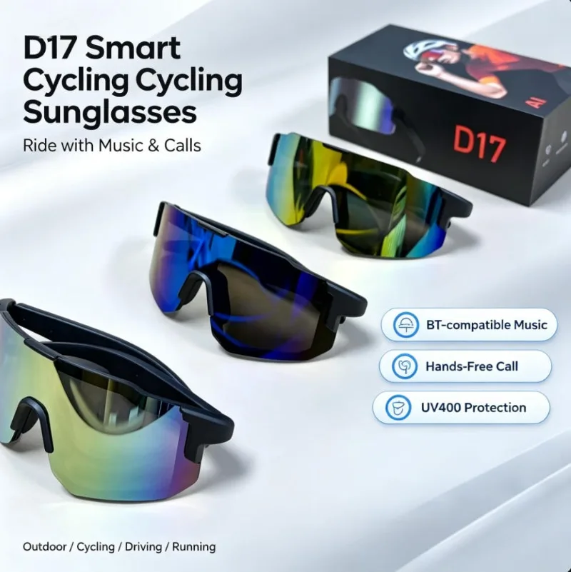 D17 Smart Cycling Sunglasses Unisex BT‑compatible UV400 Protection Hands‑Free Call Outdoor Sports Glasses
