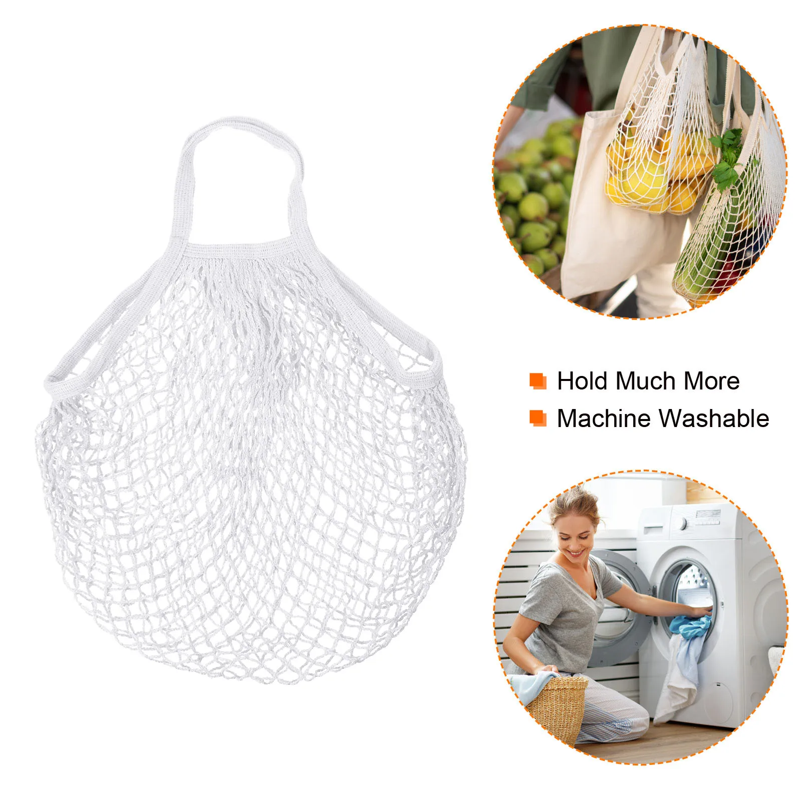 حقيبة شبكية قطنية، مقاس 15 × 13.8 بوصة، قابلة لإعادة الاستخدام وقابلة للغسل، منظم أكياس البقالة لتسوق الفواكه والخضروات