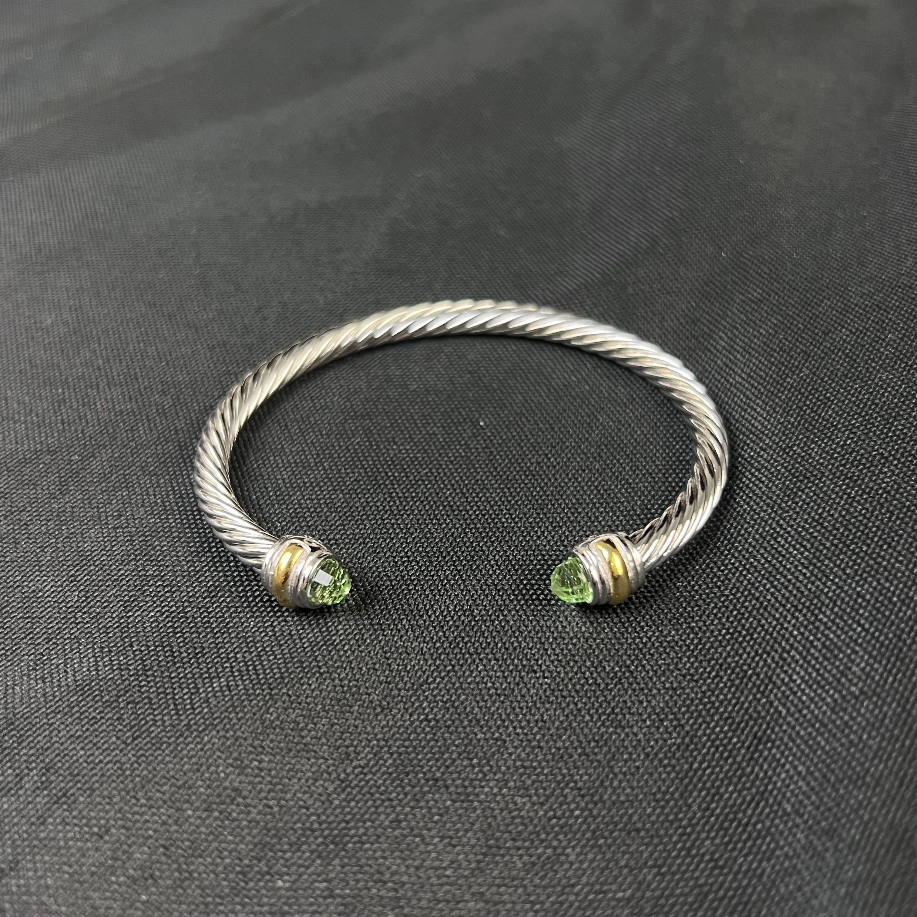 S925 الفضة الاسترليني الجديدة 5 مللي متر مثقاب مزدوج كريستال سوار محايد موضة الاتجاه الرجعية الكلاسيكية شخصية المجوهرات الفاخرة