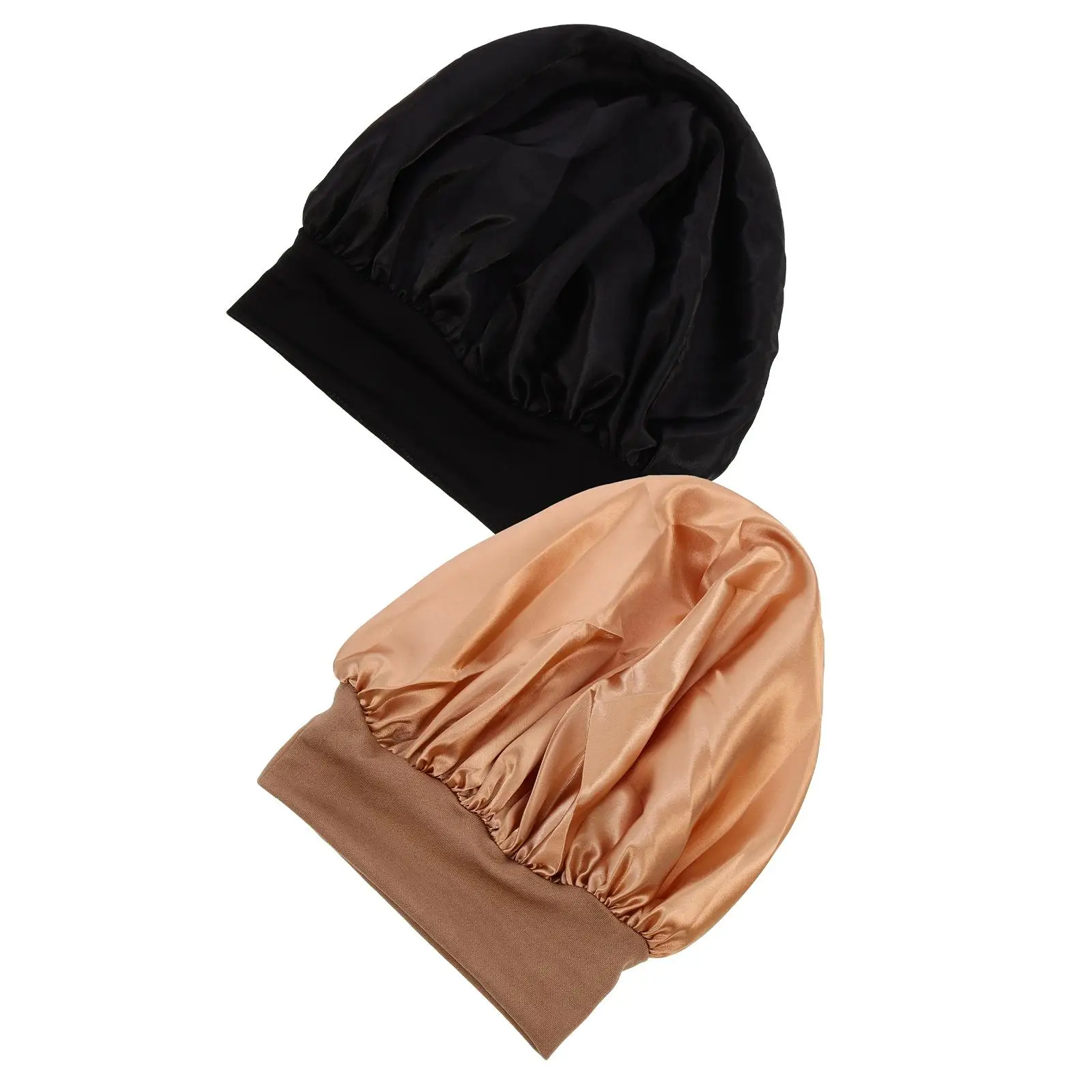 

2 Pcs High Elastic Headb Sleeping Hat Satin Bonnet Elastic Chemo Caps Hair Loss Women Durable Fabric Anti Crease